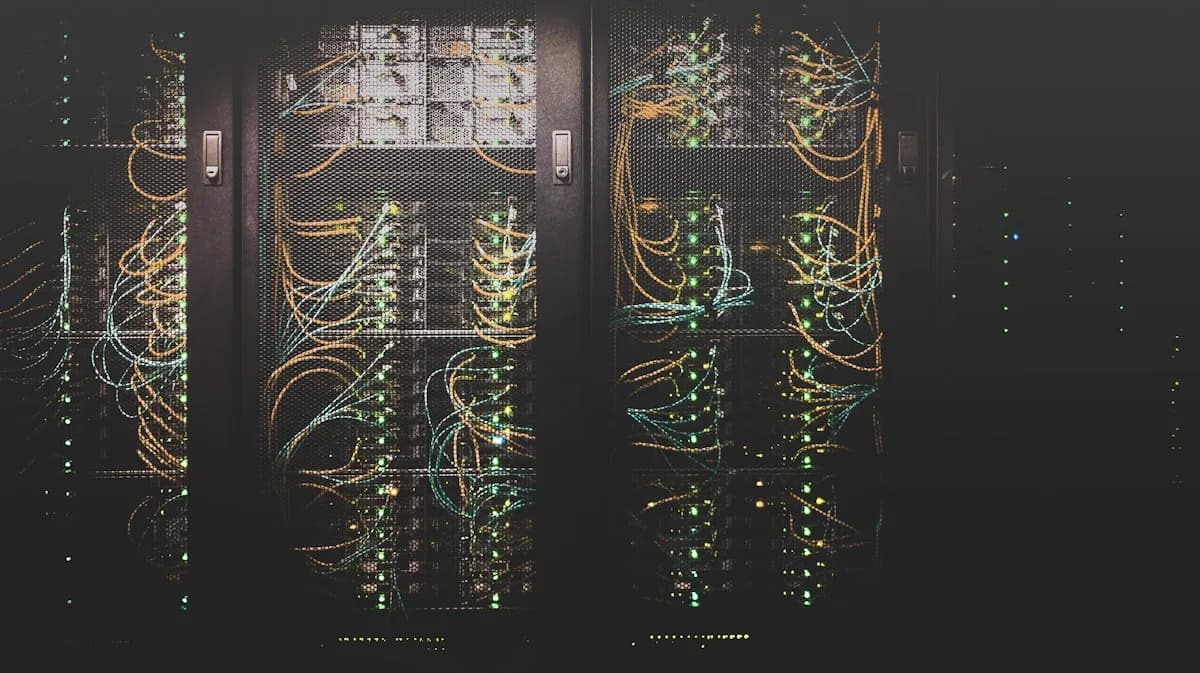Server racks and network equipment in a data center